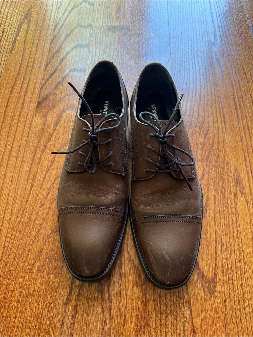 Kenneth Cole Brown Leather Cap-Toe Derbies